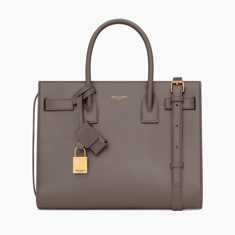 Saint Laurent Sac de Jour Gray neutral Leather Tote Bag small